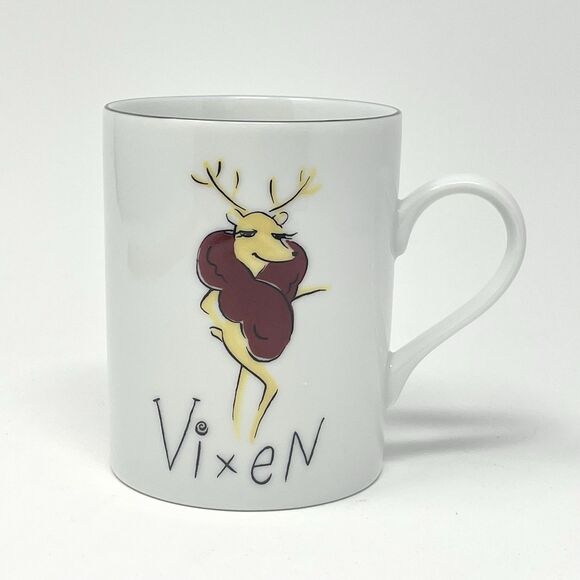 Pottery Barn Reindeer Vixen Christmas Coffee Cocoa Cup Mug 4” Replacement - Picture 1 of 6